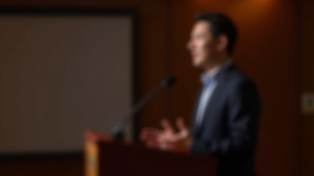 Business leader presenting to audience in conference setting